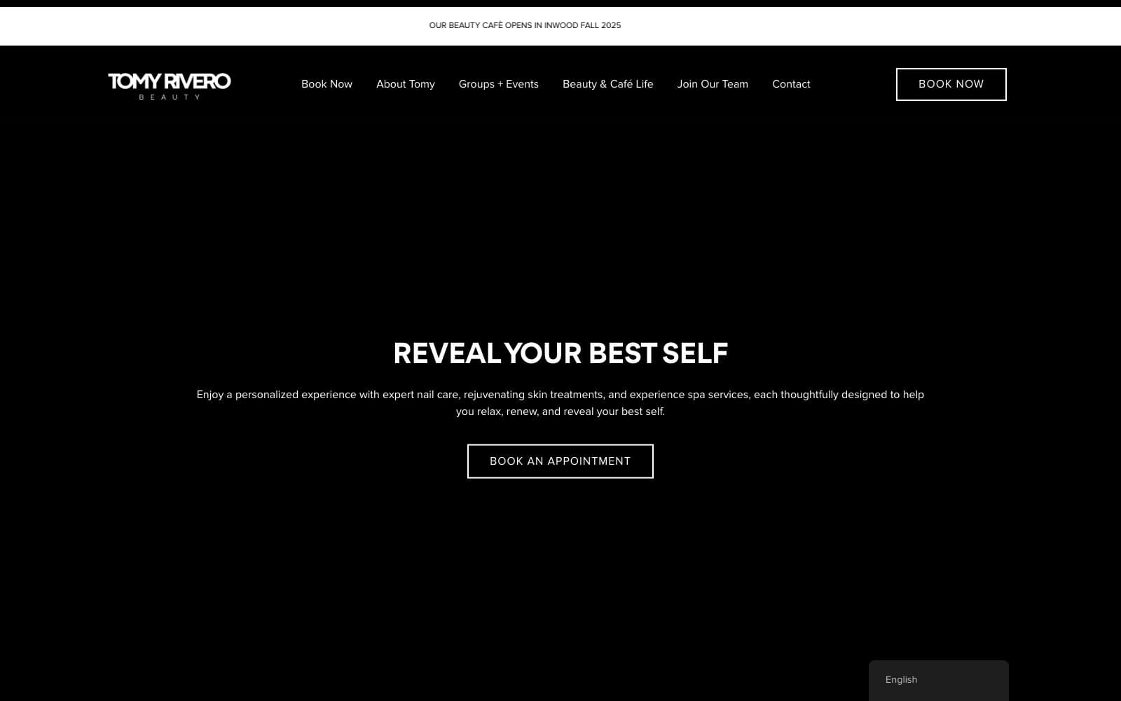 Tomy Rivero Beauty website homepage
