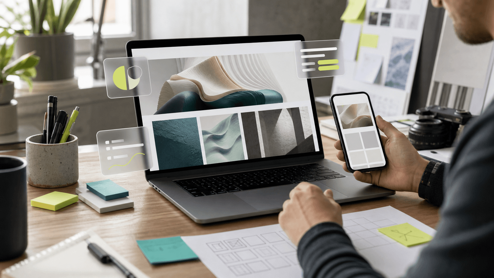 Digital design interface mockups